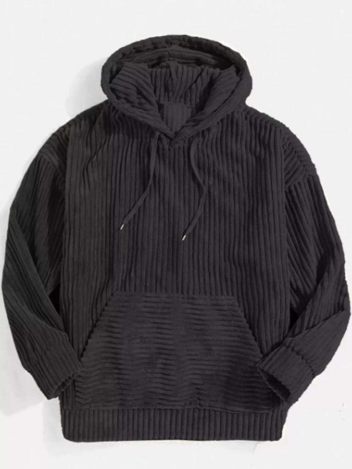 Relaxed Fit Mens Corduroy Hooded Jacket Large Size