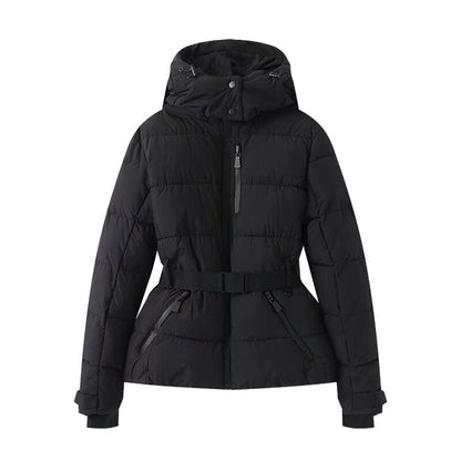 Fit Waist Padded Coat With Tie Belt