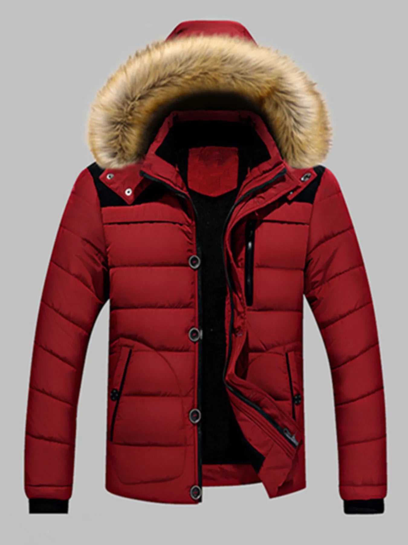 Warmth Men's Thick Faux Fur Puffer Coat - BritishElegance