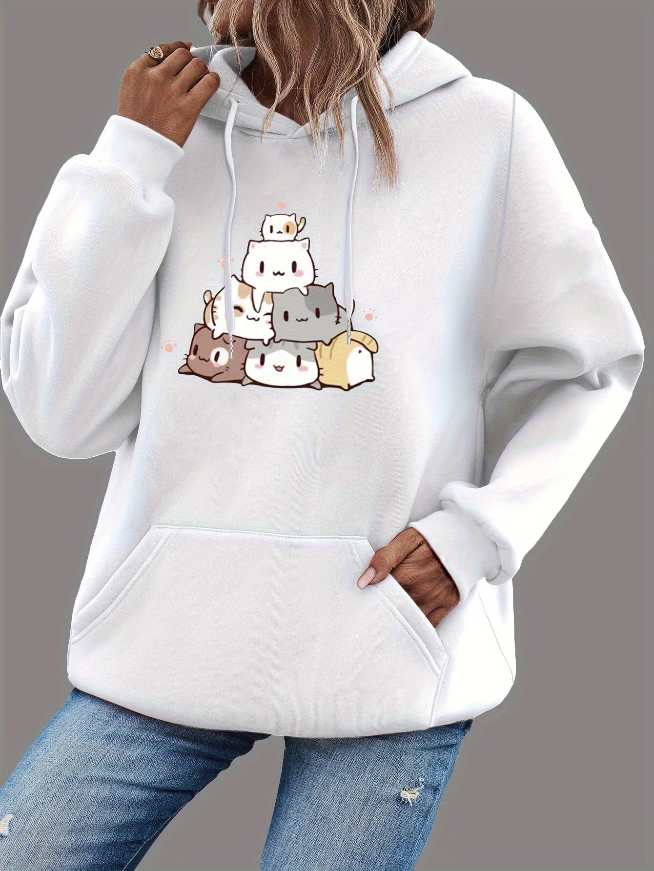 Warm Women's Cute Cat Hoodie Sweatshirt - BritishElegance