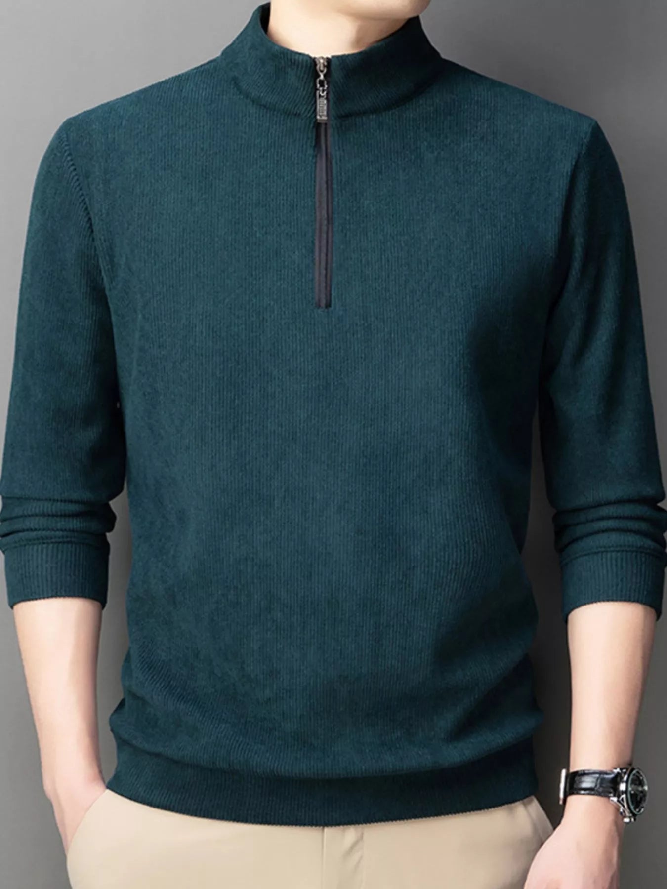 Big and Tall Corduroy Zipper Sweatshirt