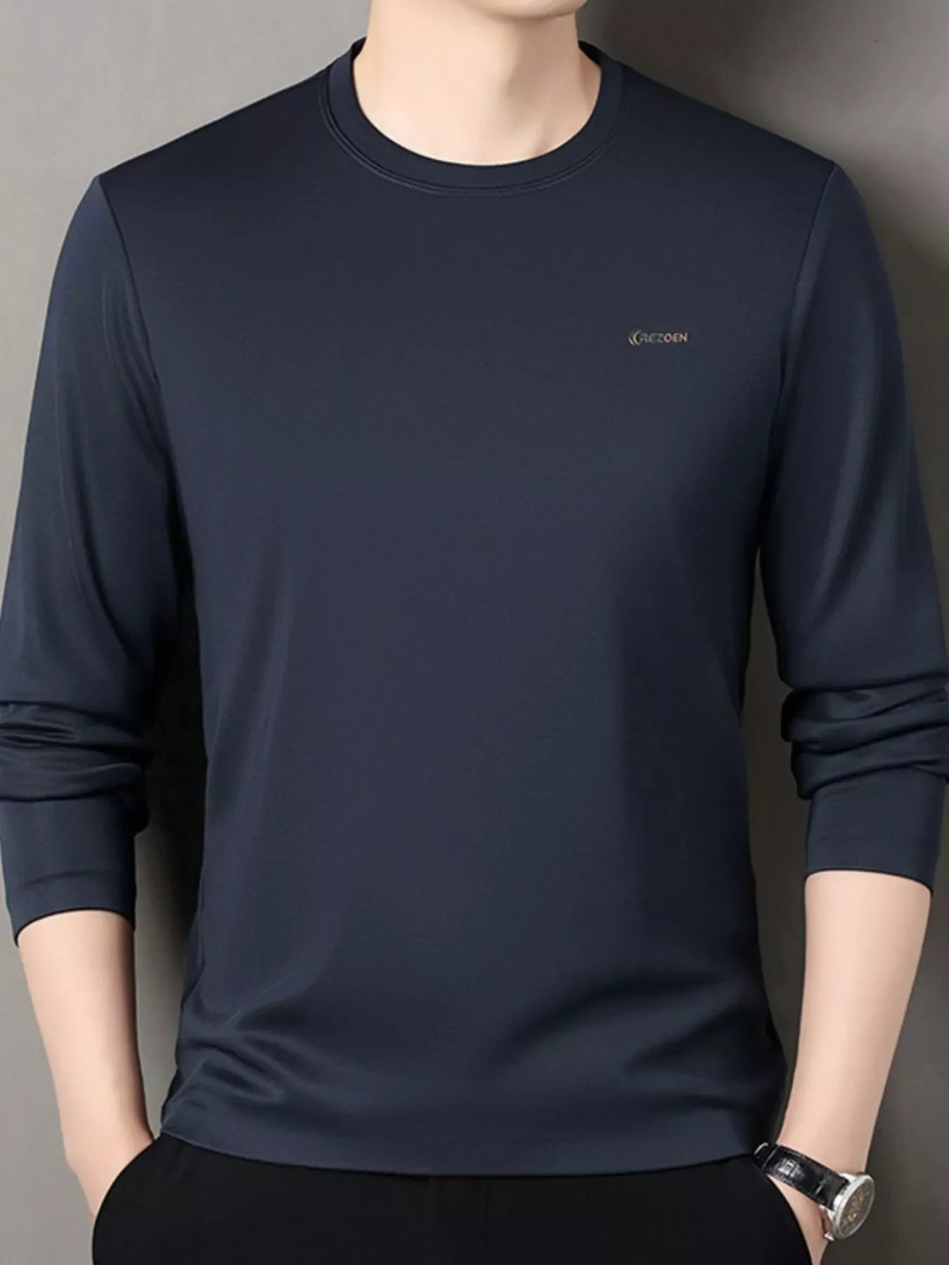 Relaxed Fit Mens Long Sleeve Tee Shirt - BritishElegance
