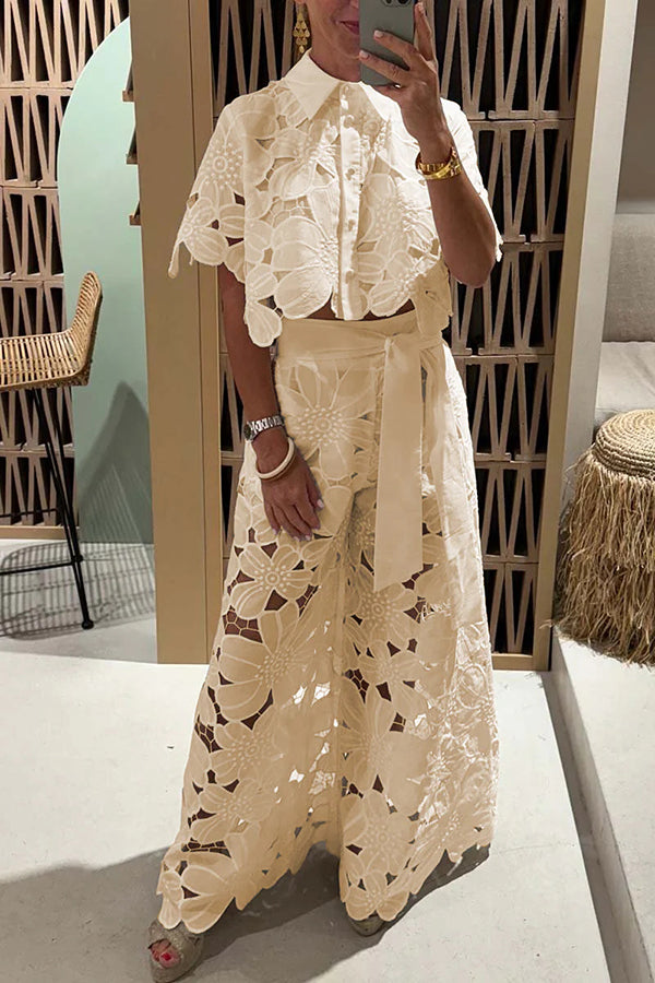 Delicate Lace Two Piece Women's Outfit Set - BritishElegance