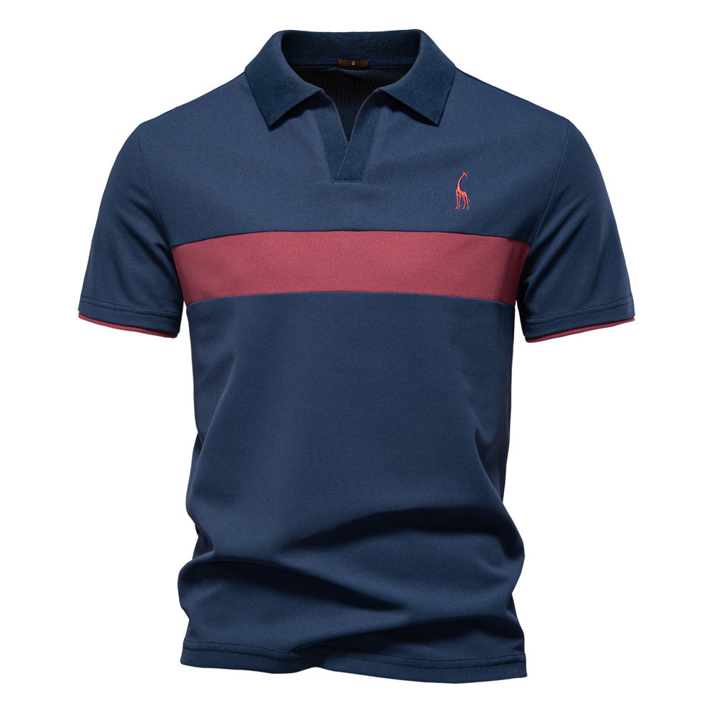 Classic Men's Short Sleeve Polo Shirt with Striped Trim - BritishElegance