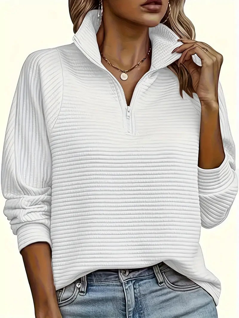 Soft Women's Quarter Zip Knit Sweater - BritishElegance