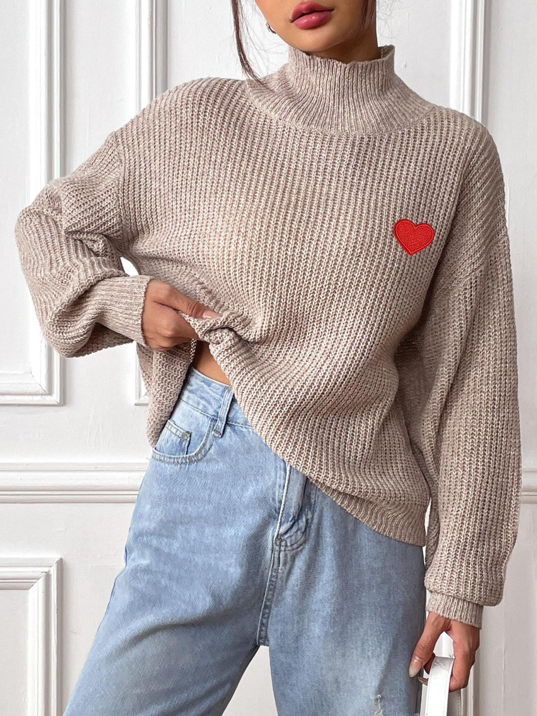 Women's Warm Khaki Crew Neck Cashmere Sweater