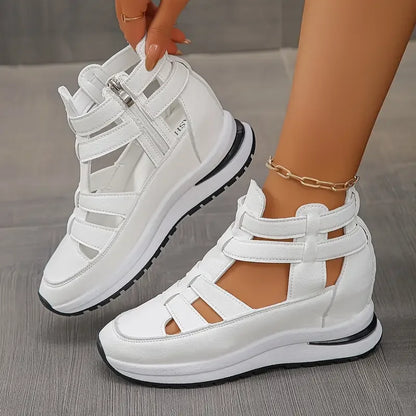 Pippa - Stylish Lightweight Wedge Sandals with Side Zip