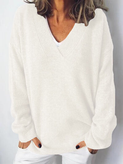 Women's Chic Relaxed Fit V Neck Sweater