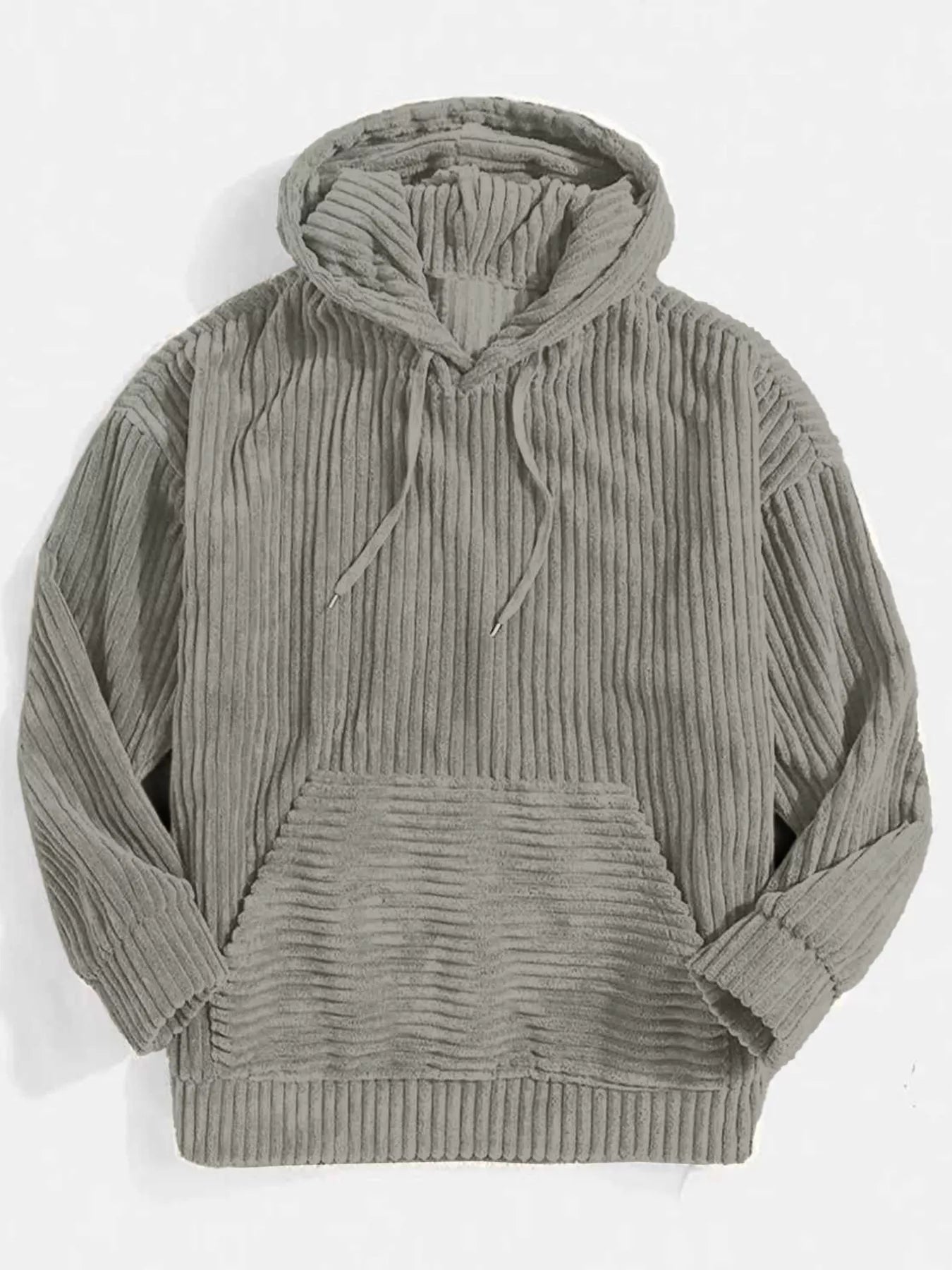 Relaxed Fit Mens Corduroy Hooded Jacket Large Size