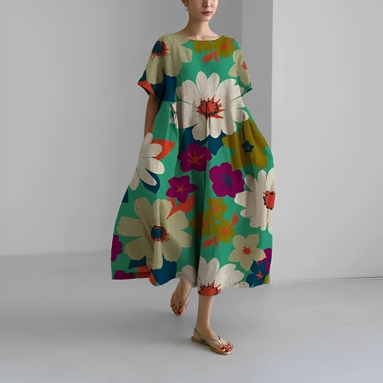 Casual Floral Maxi Sundress for Women