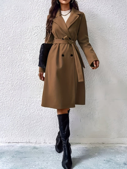 Classic Women's Trench Coat With Belt And Simple Design