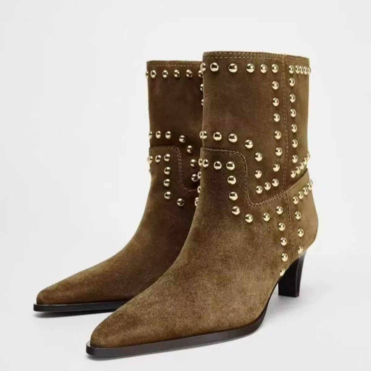 Narrow Toe Low Heel Ankle Boots