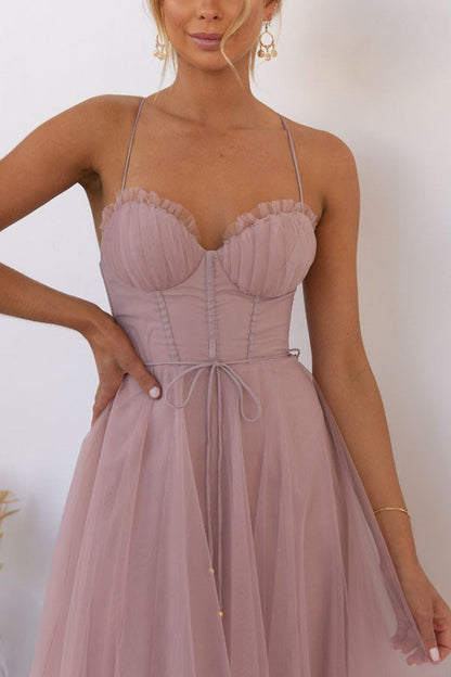 Lunette – Elegant Tulle Corset Midi Dress