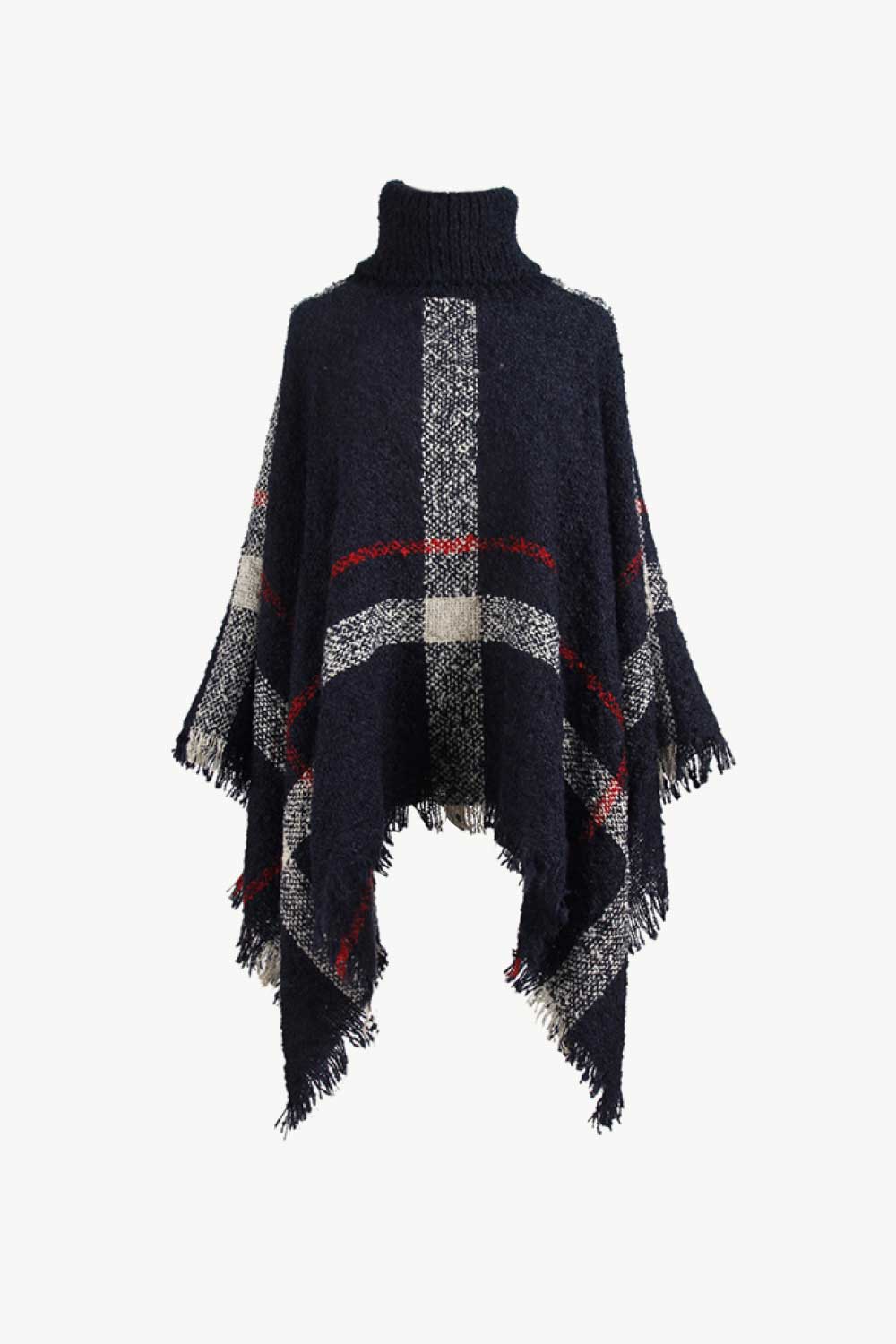 Chic Tassel Edge Boatneck Poncho Cape