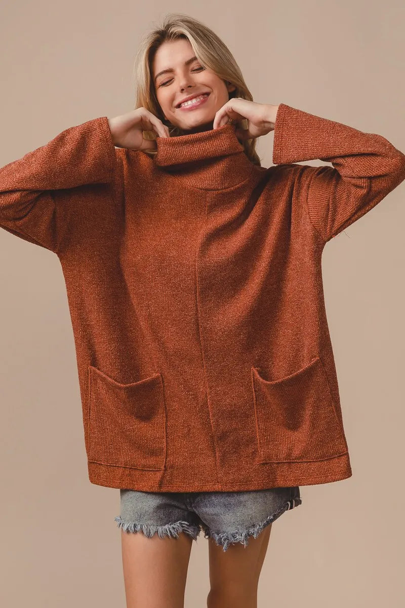 Warm Crew Neck Jumper with Dual Side Pockets - BritishElegance