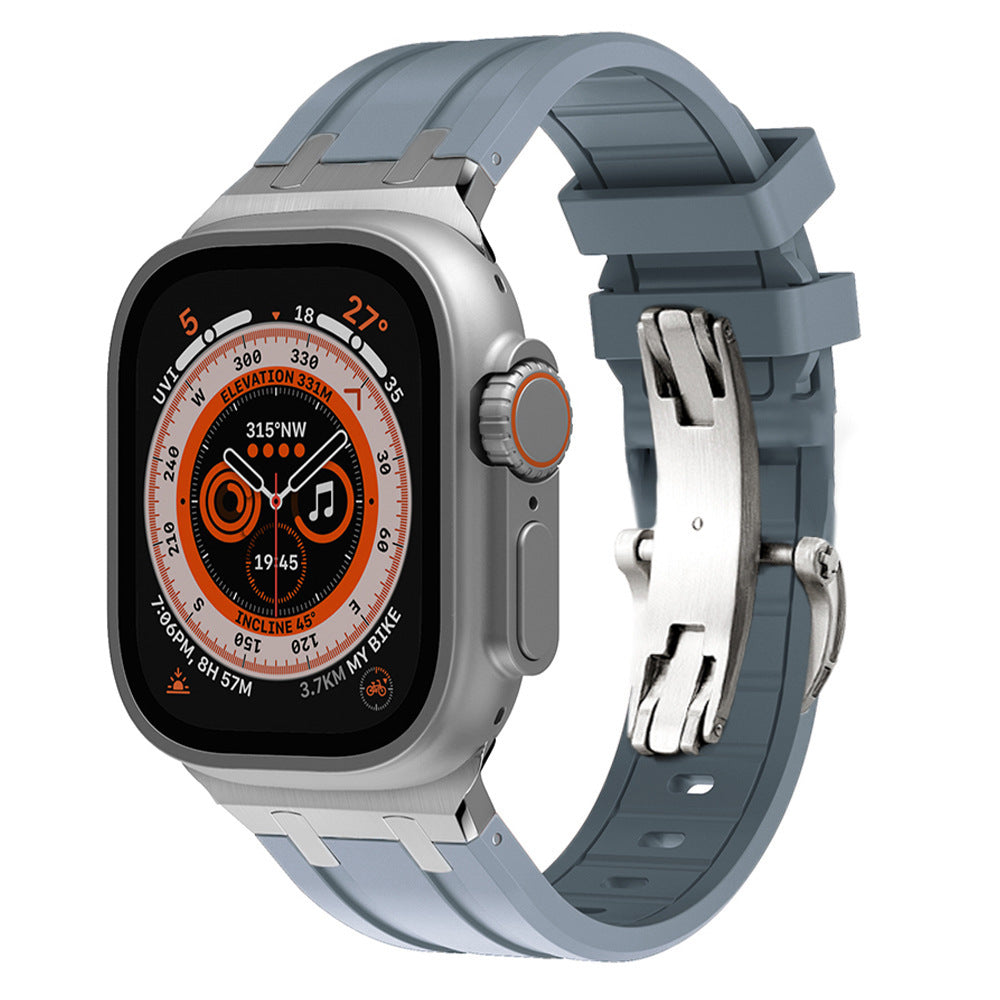 Durable Silicone Strap for Apple Watch with Metal Clamp