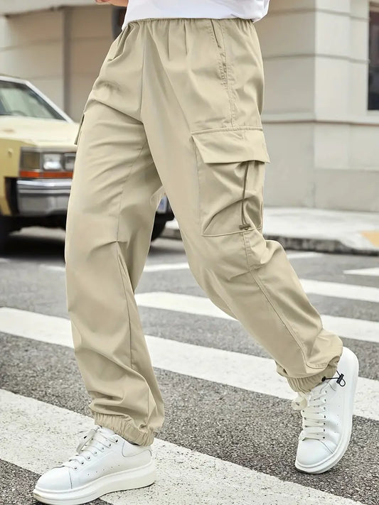 Comfortable Dark Grey Baggy Cargo Pants for Men - BritishElegance