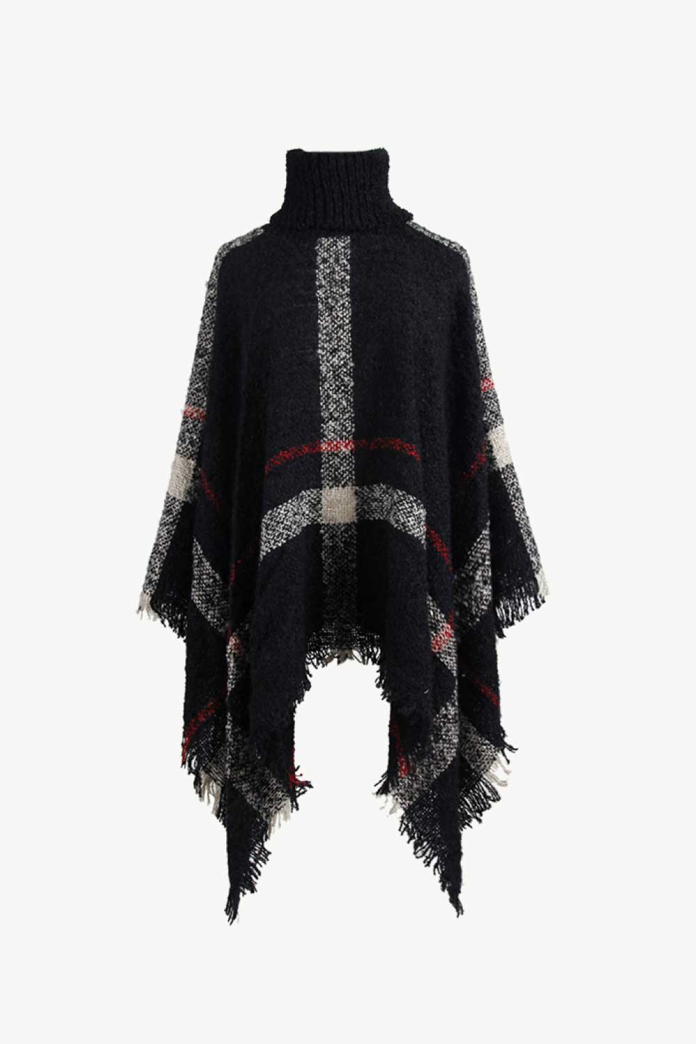Chic Tassel Edge Boatneck Poncho Cape