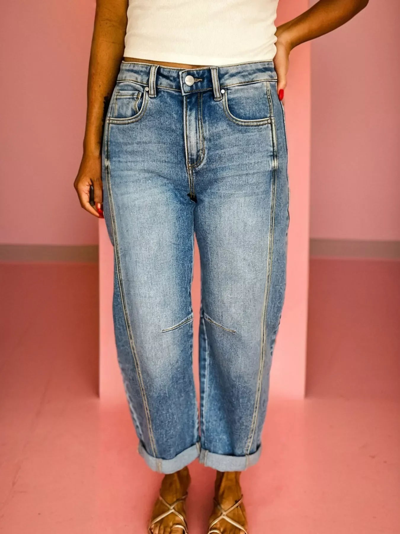 Classic Distressed Women's Straight Leg Jeans - BritishElegance