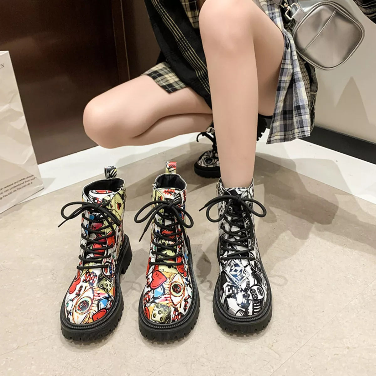 Street Art Military Style Boots - BritishElegance