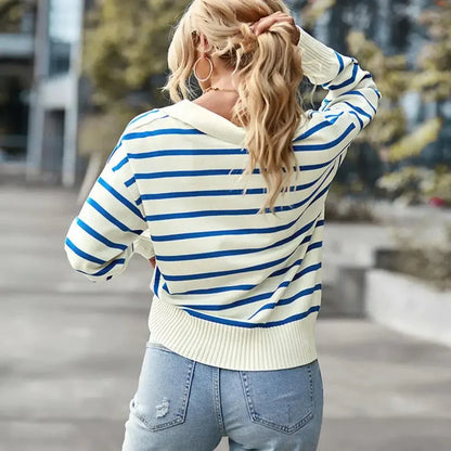 Isla | Winter-Ready Striped Sweater with Collar