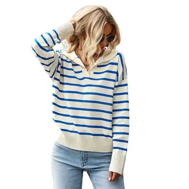 Isla | Winter-Ready Striped Sweater with Collar