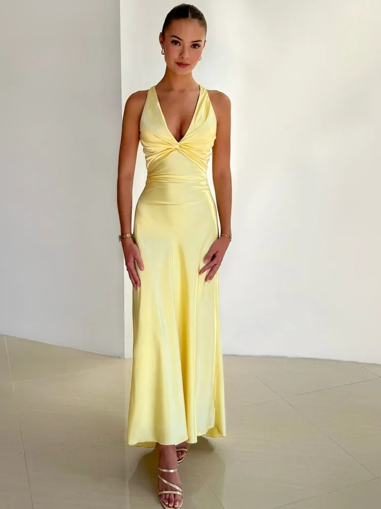Beautiful Strapless V Neck Evening Gown Dress - BritishElegance
