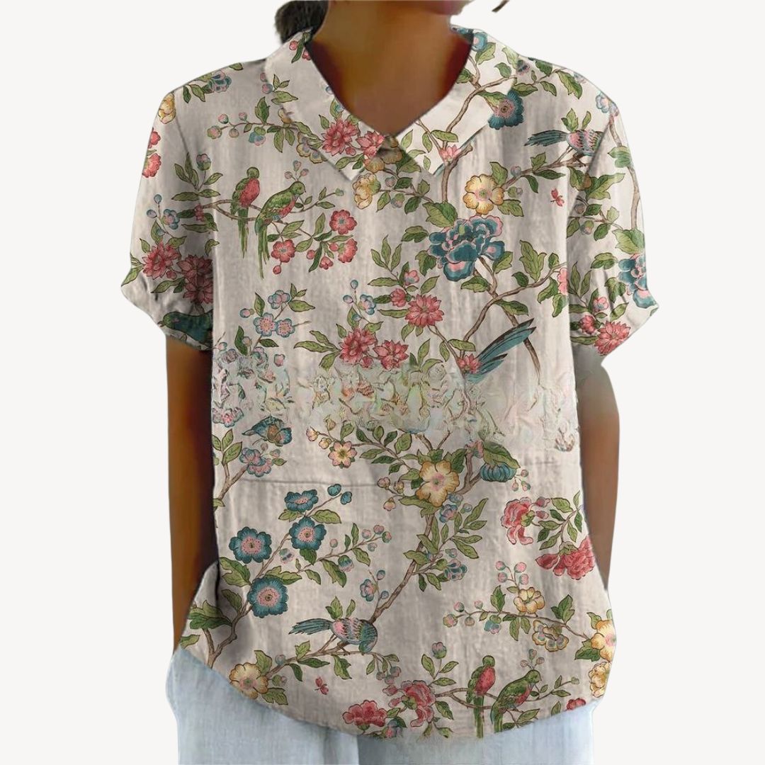 Floral Print Button-Up Shirt Women