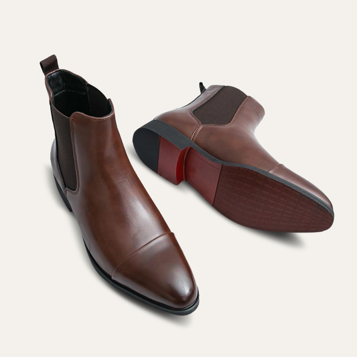 Men’s Sleek Leather Chelsea Boots with Cap Toe