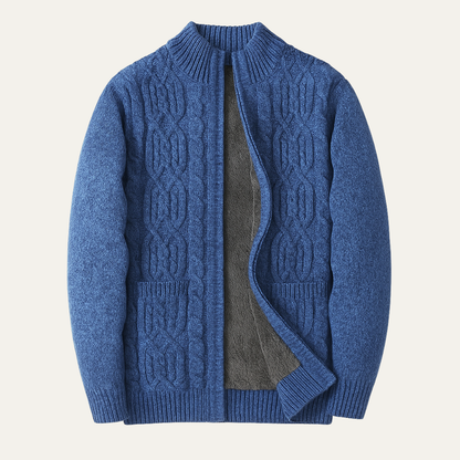 The Bellagio Men's Warm Fleece Thick Knitted Wool Cardigan