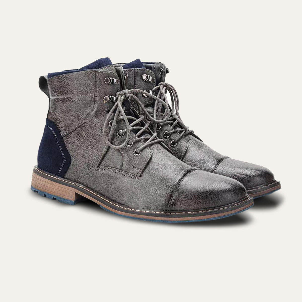Men’s Textured Leather Combat Boots