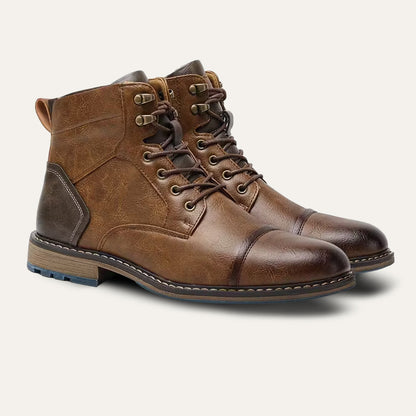 Men’s Textured Leather Combat Boots