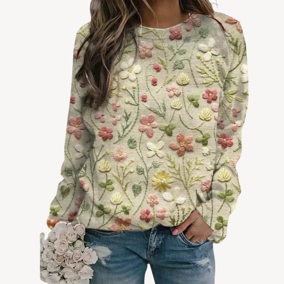 Embroidered Floral Sweater for Women