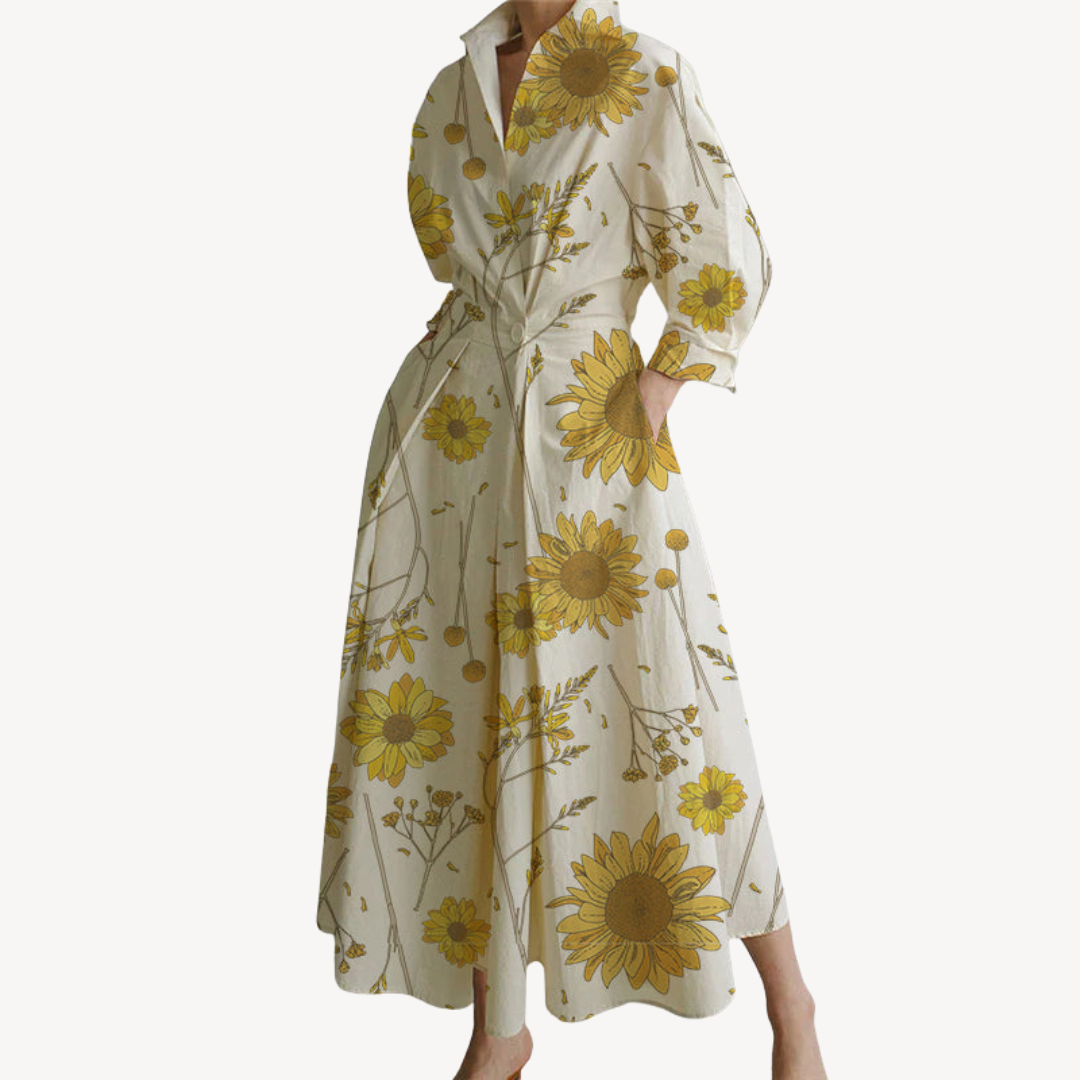 Women's Cotton Linen Blend Shirt Dress