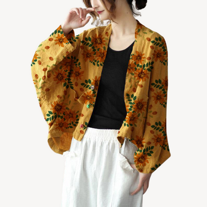 Women's Linen Blend Kimono Jacket Cardigan