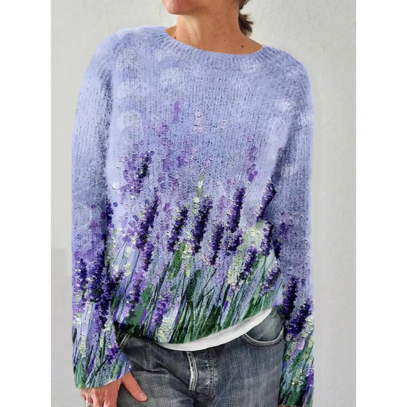 Floral Print Sweater with Vibrant Colors - Florina