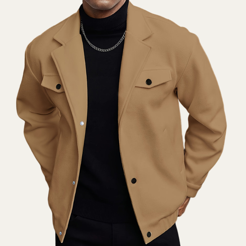 Men’s Button Front Lapel Bomber Jacket