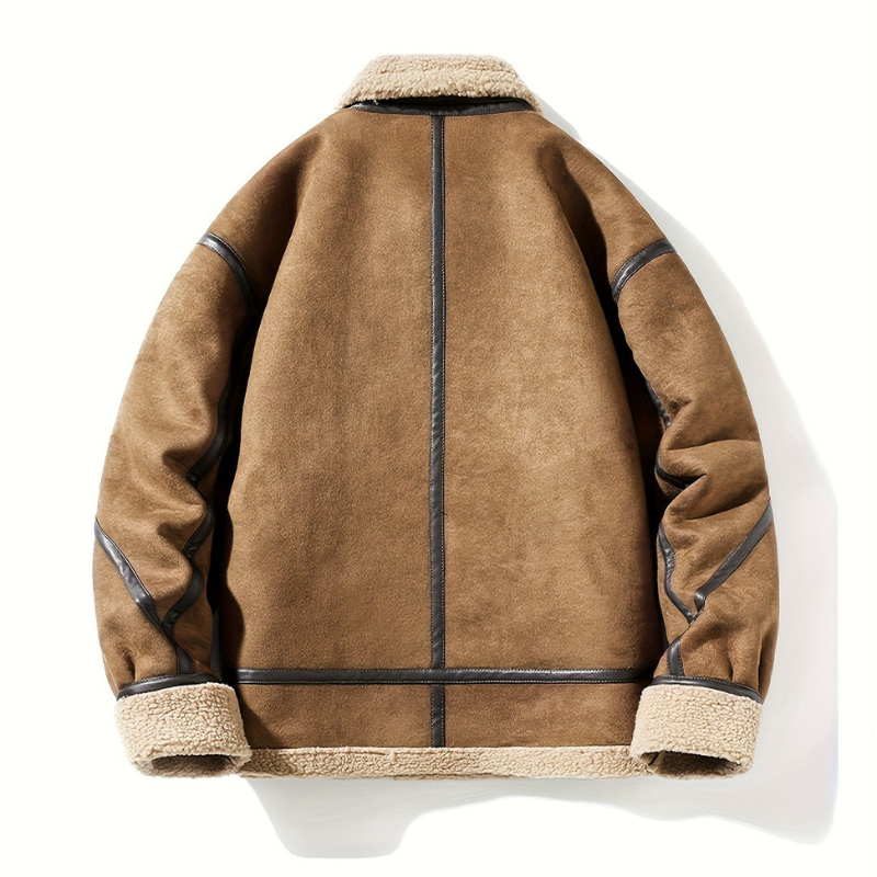 Men’s Retro Shearling Trim Aviator Jacket