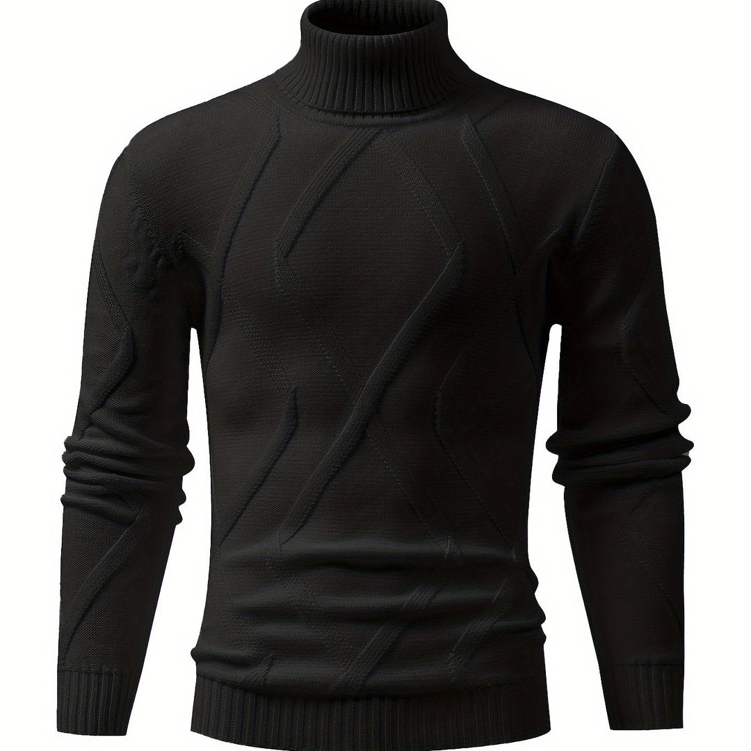Men’s Geometric Knit Turtleneck Sweater