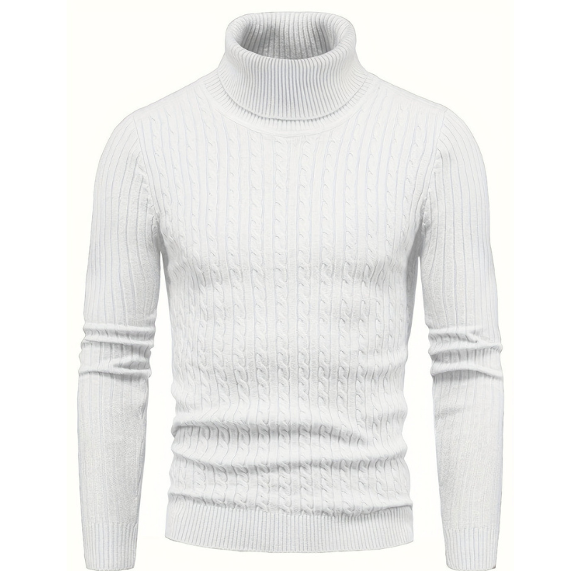 Men’s Knitted Cable Turtleneck Sweater