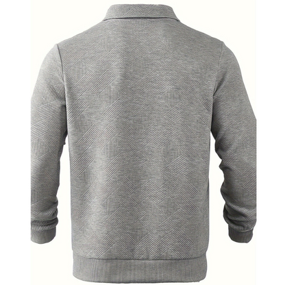 Cevori Geometric Zip & Reverse Collar Jumper