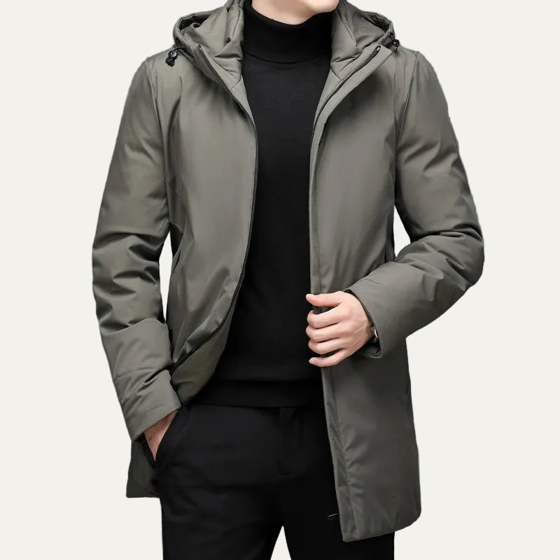 Men’s Sleek Mid Length Hooded Parka