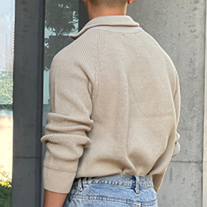 Cevori Classic Style Chunky Knit Half Zip Jumper