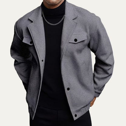 Men’s Button Front Lapel Bomber Jacket