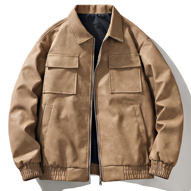Cevori Vintage Zip & Pocket Design Bomber Jacket