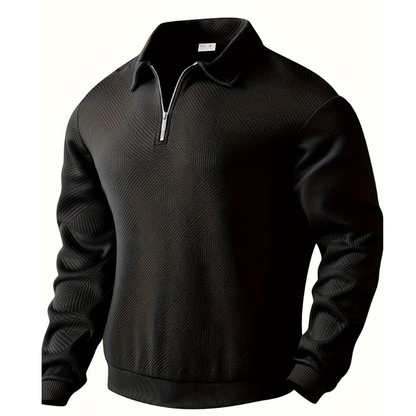 Cevori Geometric Zip & Reverse Collar Jumper