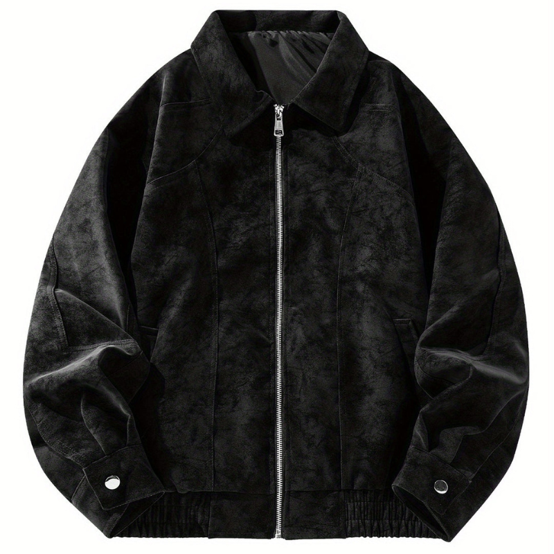 Cevori Vintage Bomber Jacket with Zip & Raglan Sleeves