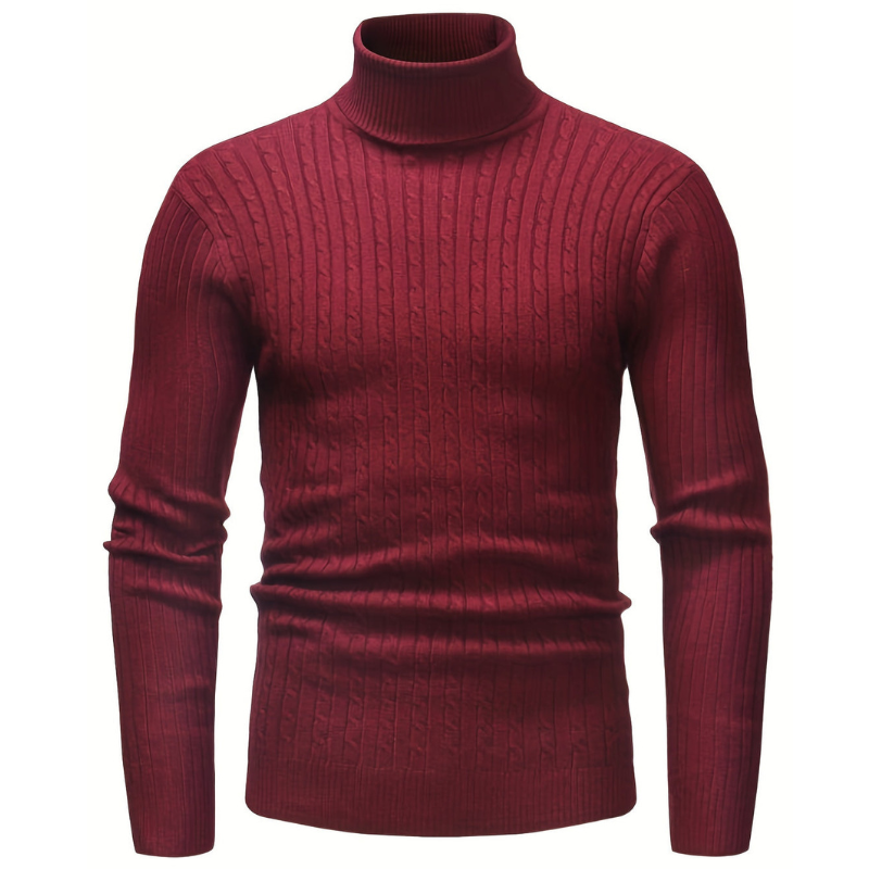 Men’s Knitted Cable Turtleneck Sweater