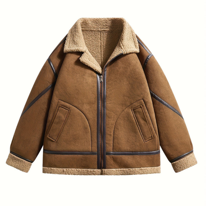 Men’s Retro Shearling Trim Aviator Jacket