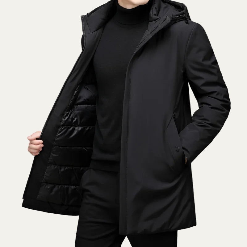 Men’s Sleek Mid Length Hooded Parka